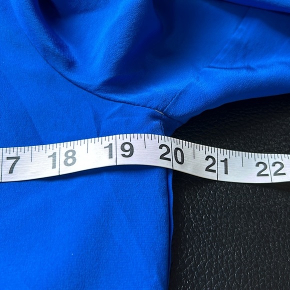 Karina Grimaldi Silk Romper Zip Front High Neck Lace Accent Cobalt Blue Size M - Picture 14 of 16